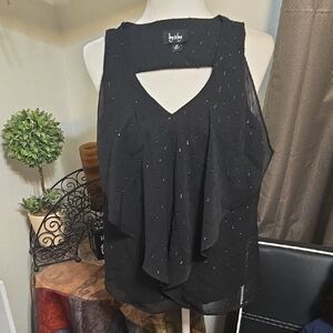 by & by Black Layered Tank Top with Cut-Out